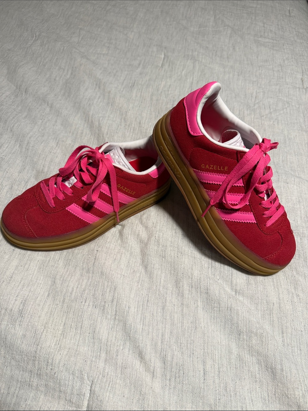 Adidas Gazelle Red and Hot Pink Suede Sneakers